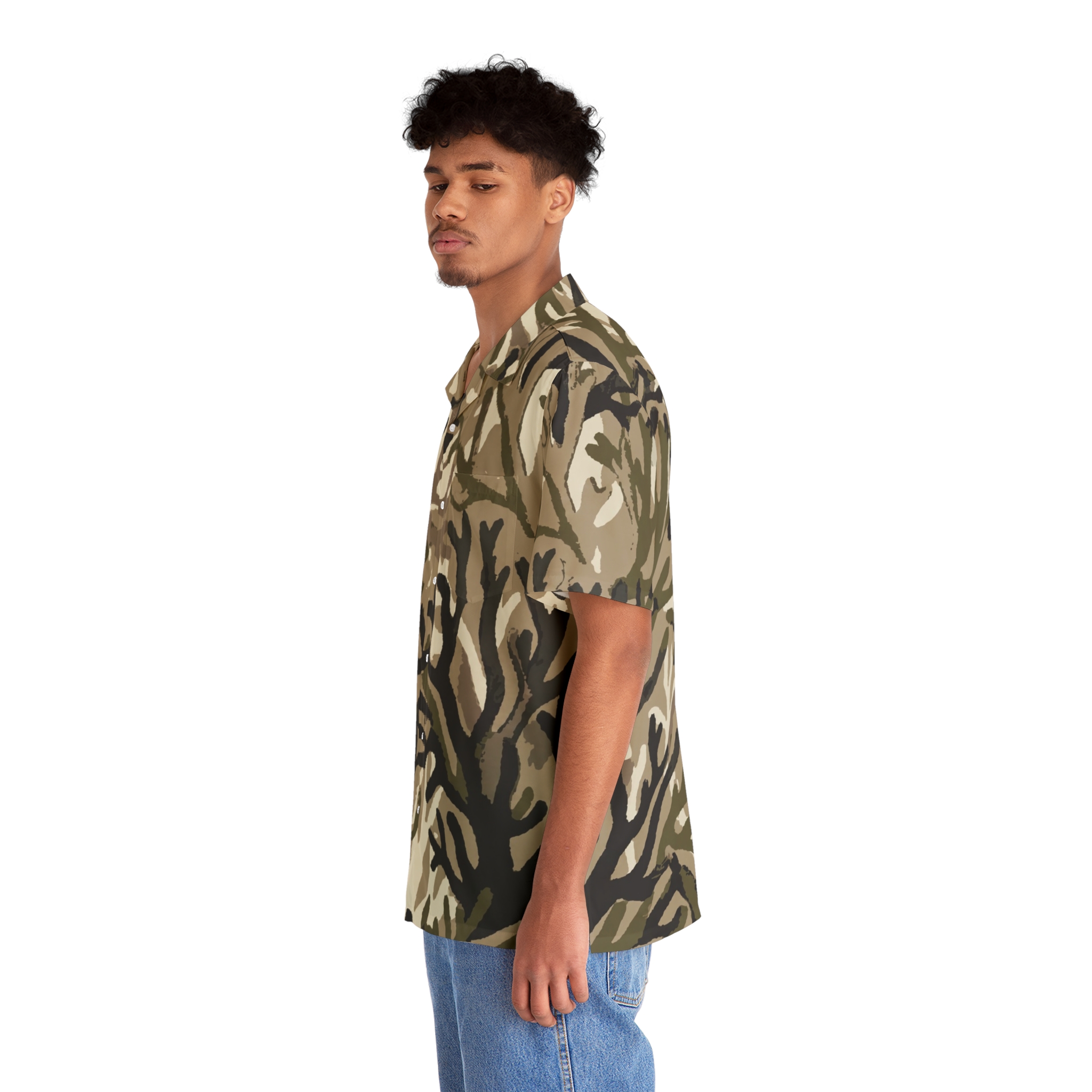 Men's Abstract Coral Button-Up - Image 8