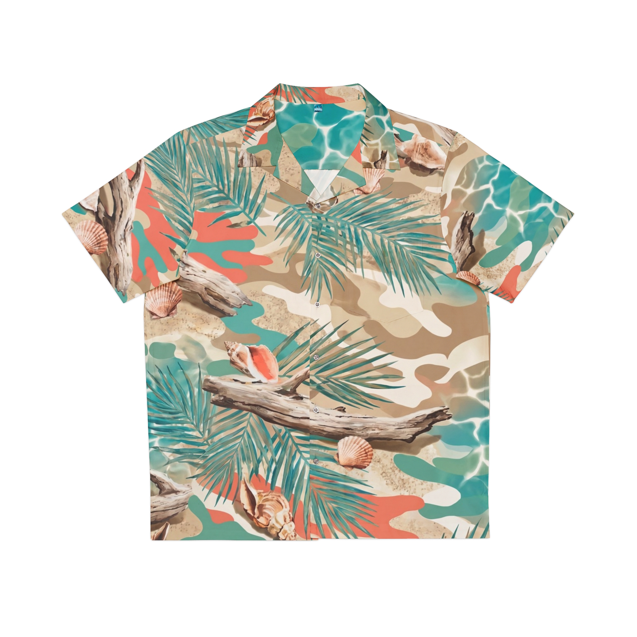 Tropical Seashell Hawaiian Shirt — Men’s Beach Aloha Shirt - Image 4