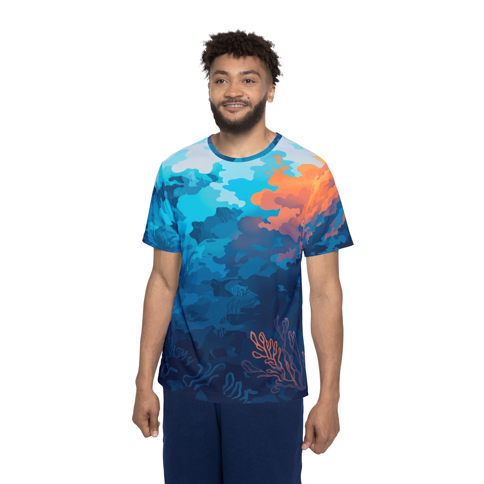 Underwater Sunset Sports Jersey — Ocean Coral All-Over Print - Image 2
