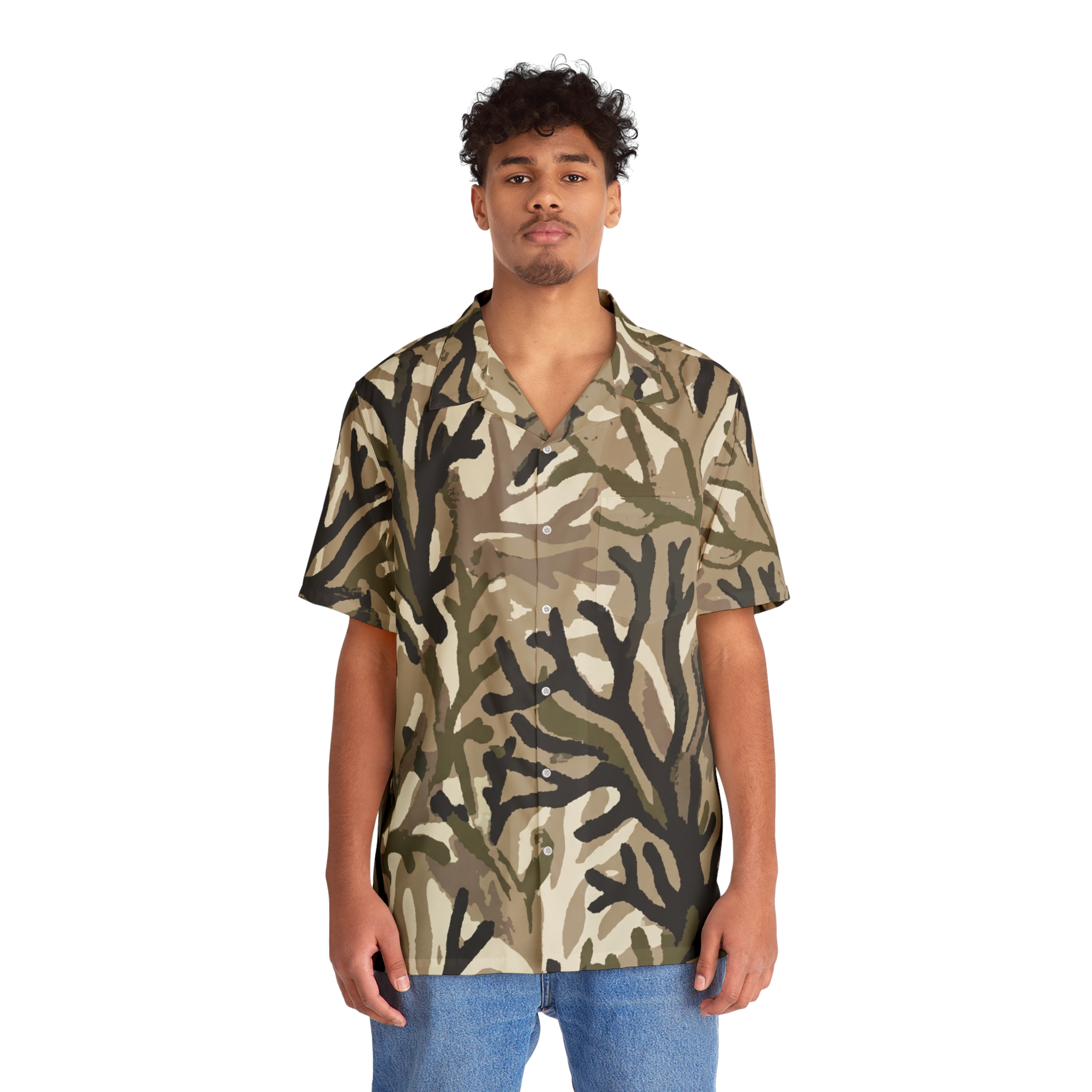 Men's Abstract Coral Button-Up - Image 5