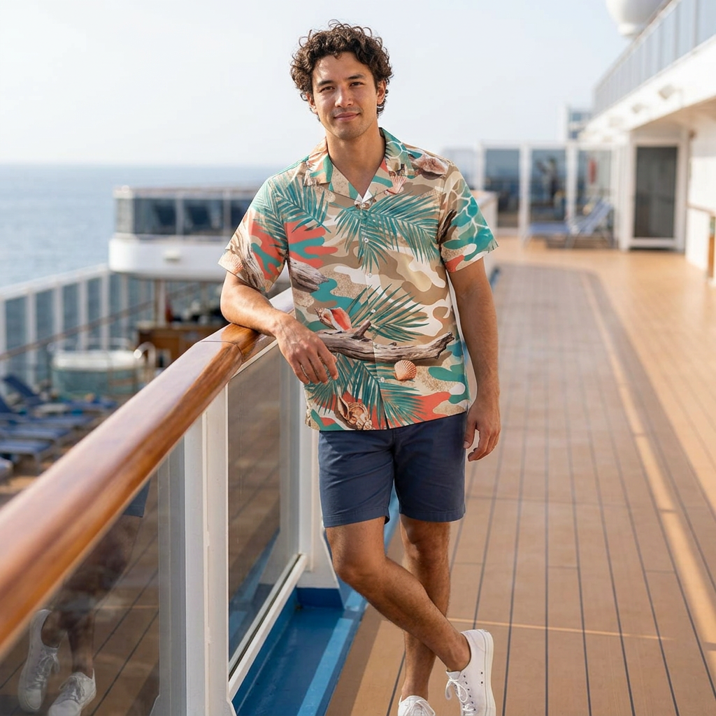 Tropical Seashell Hawaiian Shirt — Men’s Beach Aloha Shirt - Image 2