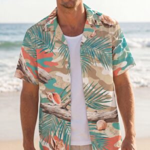 Tropical Seashell Hawaiian Shirt — Men’s Beach Aloha Shirt