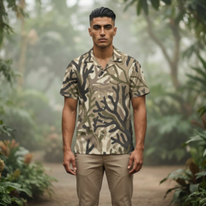 Men's Abstract Coral Button-Up