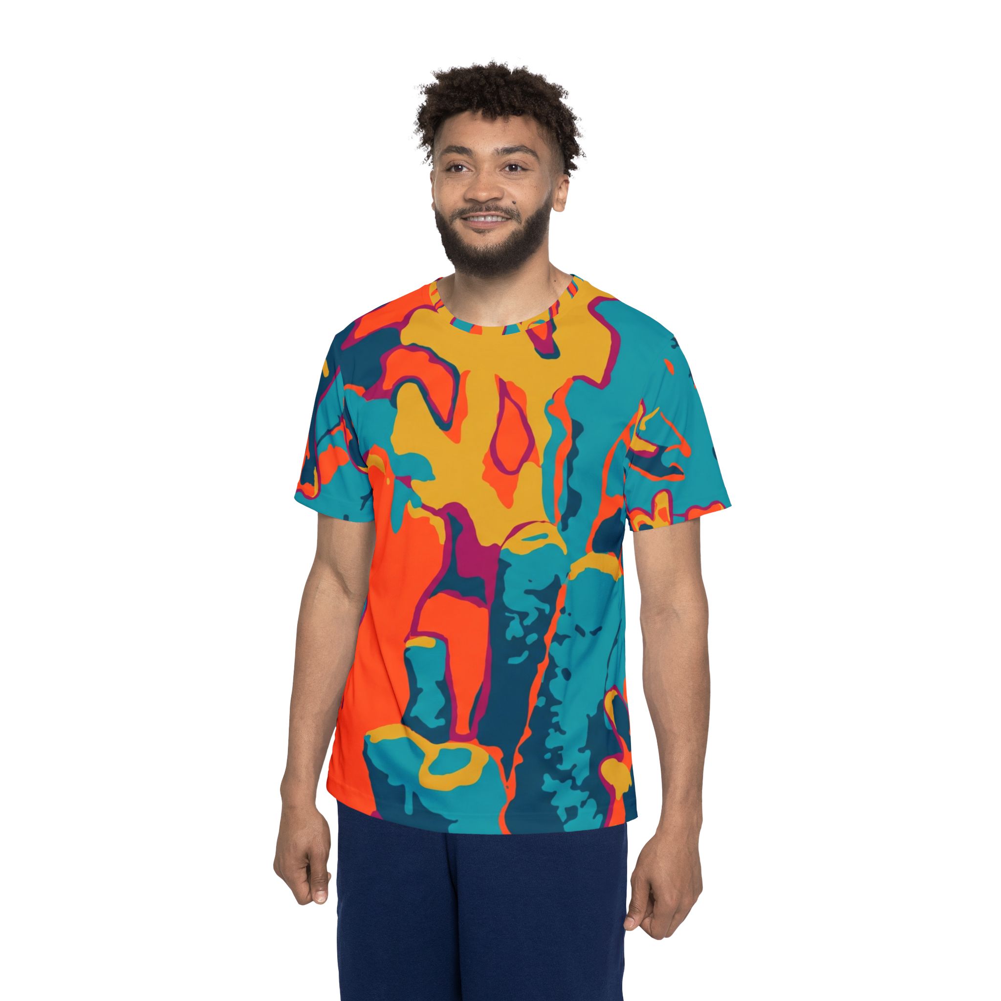 Men's Abstract Neon Sports Jersey — Vibrant All-Over Print Athletic Tee - Image 5