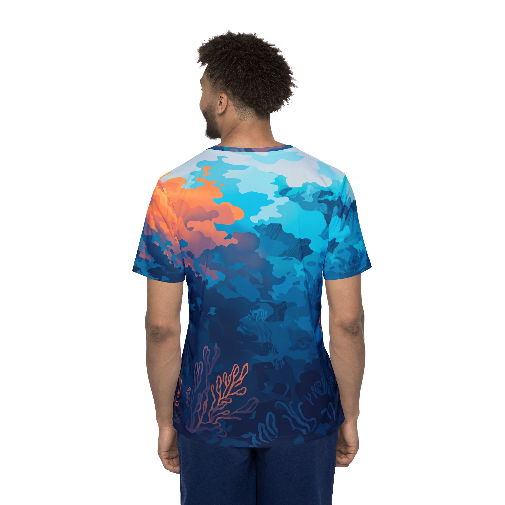 Underwater Sunset Sports Jersey — Ocean Coral All-Over Print - Image 3