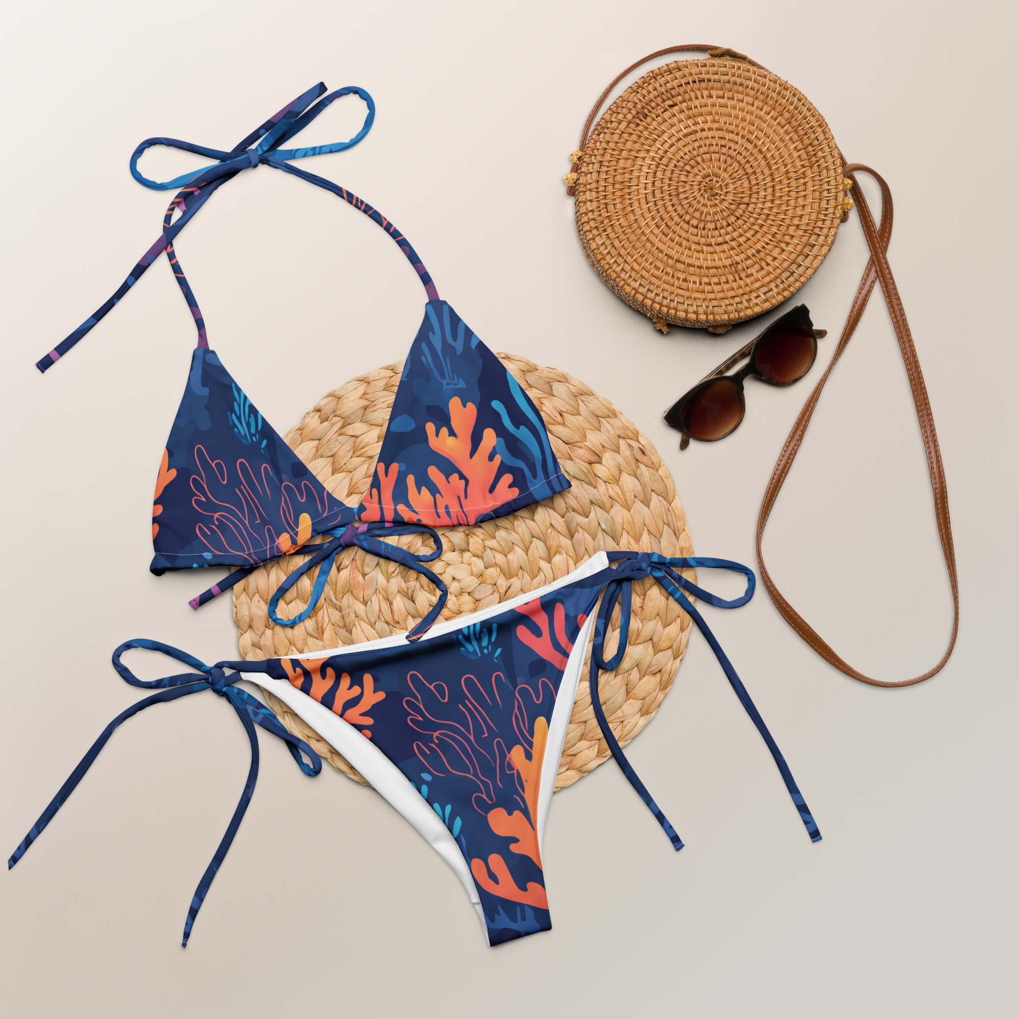All-over print recycled string bikini - Image 11